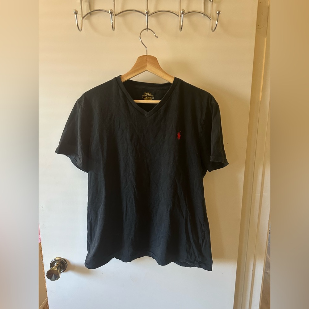 Polo by Ralph Lauren Men's Black V-Neck Tee